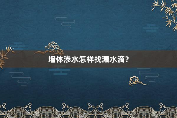 墙体渗水怎样找漏水滴？